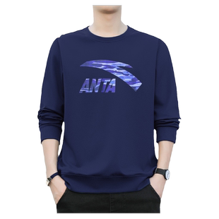 安踏圆领卫衣男款大logo印花休闲潮流上衣服2025新款男士外穿长袖