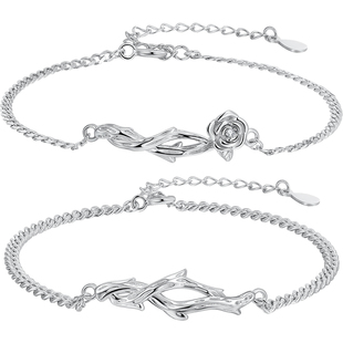 荆棘玫瑰情侣纯银手链男女生一对情侣款小众设计生日礼物送女友A