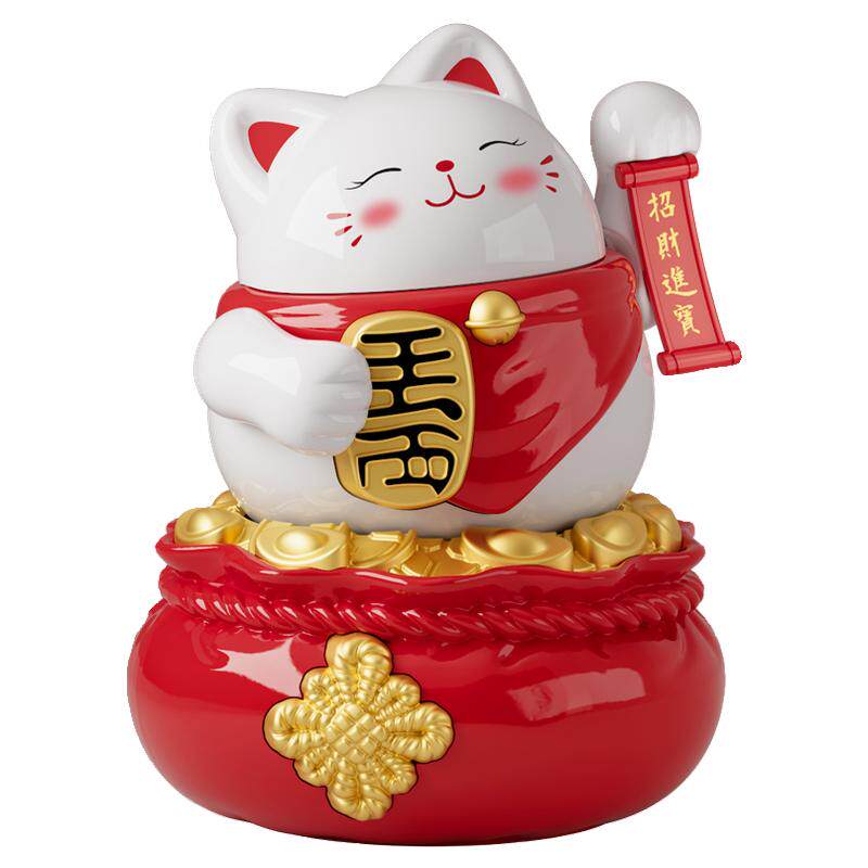 2026Q版可爱招财猫太阳能桌面摆件商铺开业办公家居国潮文创礼品