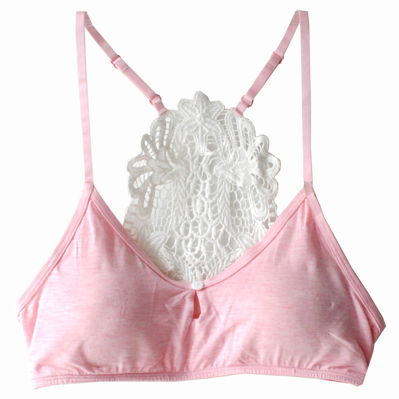 夏天超薄无钢圈蕾丝镂空美背吊带文胸内衣女性感背心大胸显小清凉