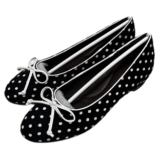 甜美风~新款波点马毛软面蝴蝶结单鞋女百搭内增高小圆头玛丽珍鞋