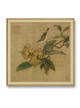 五代黄筌长春花鸟册挂画仿古名画