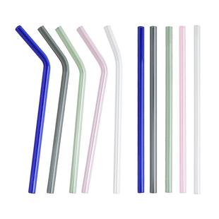 川岛屋玻璃吸管非一次性耐高温彩色弯头吸管喝牛奶冷饮料奶茶吸管