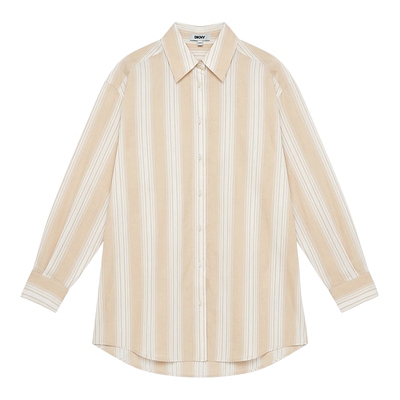 宽松轻薄竖条纹长袖衬衫