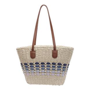 草编包度假风编织包女大容量2025新款海边沙滩腋下菜篮通勤托特包