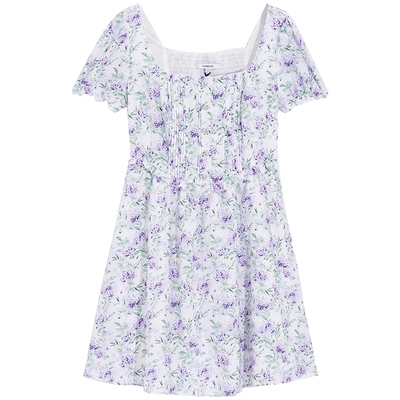 bebe夏季新款花边印花连衣裙