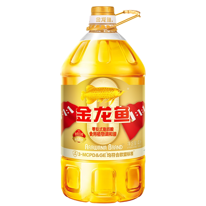 金龙鱼非转基因物理压榨植物食用油4L家用黄金比例1比1比1调和油