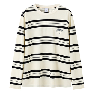 TEEK条纹男长袖T恤秋冬季 内搭青少年加绒可外穿秋衣加厚打底小衫