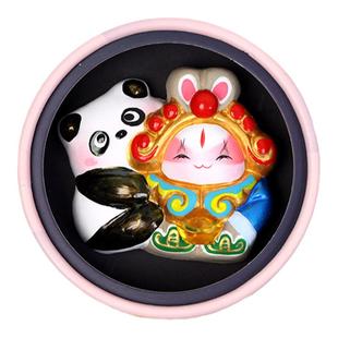 吉兔坊兔儿爷创意泥彩塑熊猫冰箱贴吉祥北京文创磁力贴新年礼物