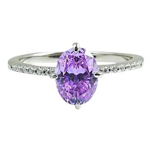 紫气东来蛋形椭圆925银戒指镶嵌火彩高碳钻气质小众百搭简约日常