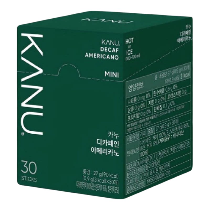 KANU进口韩国迷你低咖啡因美式咖啡0.9克x30条装办公室下午茶提神