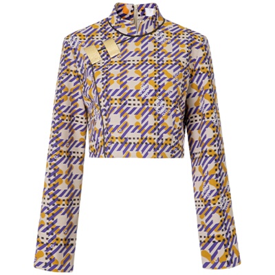 HUI卉彩陶俑几何花型古典上衣