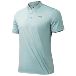 安踏针织短袖polo衫女夏季薄款透气翻领运动T恤宽松大码红色上衣