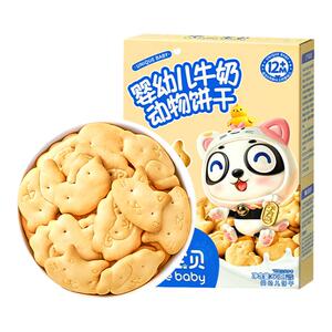 不二宝贝婴幼儿牛奶饼干动物造型宝宝磨牙零辅食儿童营养高钙零嘴