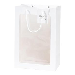 橱窗礼品袋花束透明礼物袋情人节鲜花手拎伴手礼袋娃娃大号手提袋