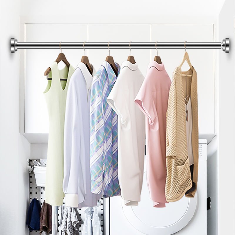 不锈钢免打孔伸缩杆晾衣杆帘杆窗帘杆卧室衣柜卫生间浴杆撑杆门帘