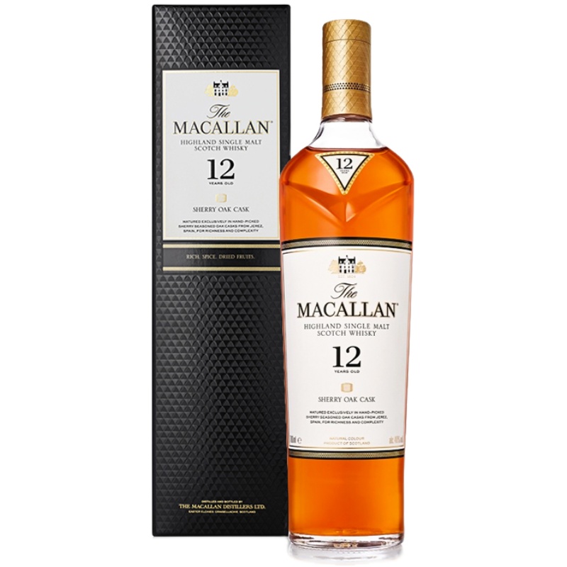 【自营】MACALLAN/麦卡伦12年雪莉桶单一麦芽威士忌礼盒装