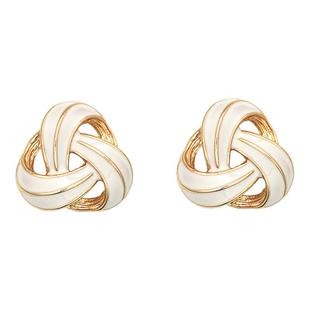 Exhibition法式高级感小众镂空耳环白色珐琅精致复古耳夹无耳洞女