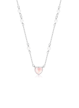 S925纯银爱心珍珠项链女少女感