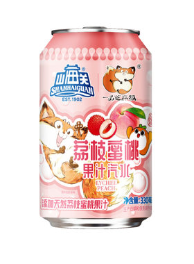 天津山海关桔汁荔枝蜜桃碳酸饮料