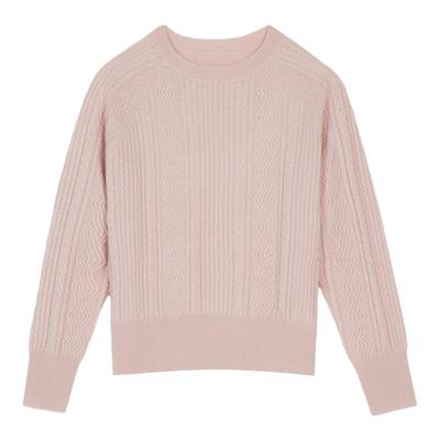 鹿王100%纯山羊绒衫女士圆领新款