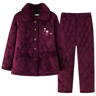 中老年妈妈冬装保暖衣套装加绒加厚奶奶装冬季2025新款老人衣服女