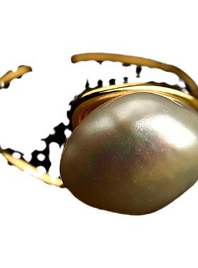 FRENCH【轻度定制】2025年新款欧美天然不规则珍珠轻奢简约戒指