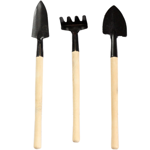 园艺工具迷你铲土种花老式铲子铁锹除草多肉长柄松土木柄铁耙木质