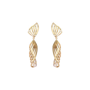 「卡列尼娜」复古宫廷vintage法式优雅高级感设计曲线耳环/耳夹女