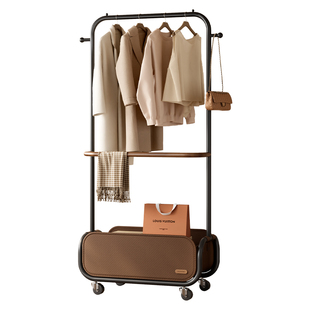 中古风落地衣架卧室衣帽架家用可移动玄关置物架多功能简易挂衣架