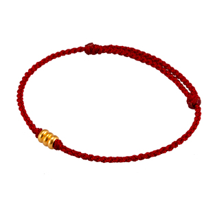 算盘珠足金小克重转运珠黄金红绳细手绳情侣手链生日新年礼物女生