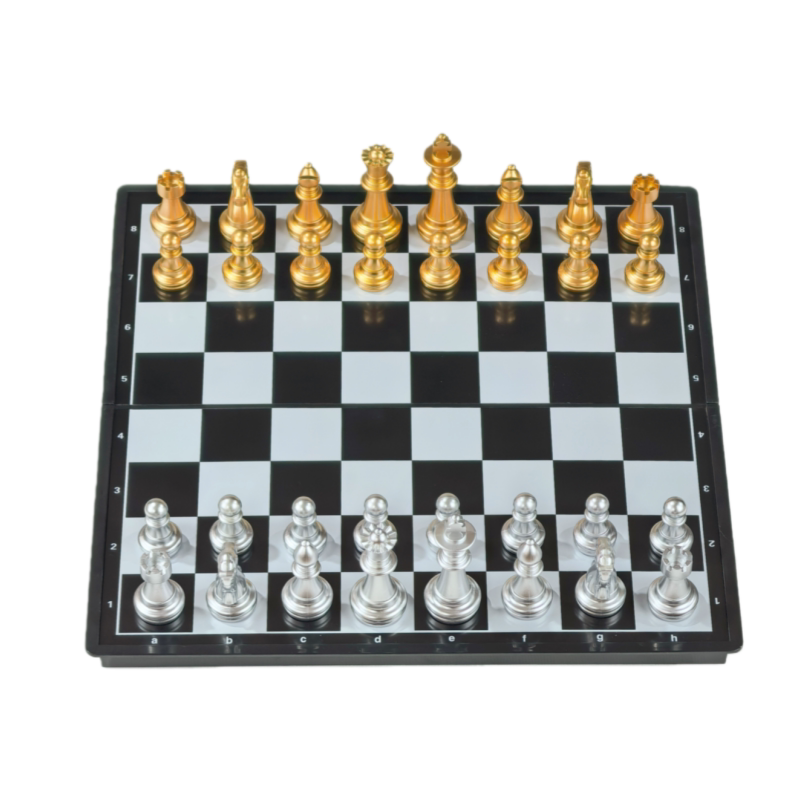 国际象棋儿童学生大号棋子金银色便携式磁性折叠棋盘套装比赛专用