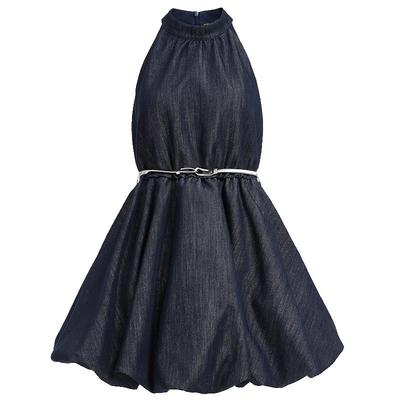 VeroModa挂脖花苞连衣裙配腰带