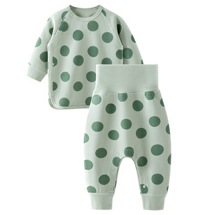 汤尼倍儿婴儿内衣套装纯棉秋冬秋衣秋裤宝宝高腰可开扣护肚家居服