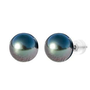 THESHE珠宝大溪地黑珍珠耳钉女18k金天然黑珍珠耳饰ins风生日礼物