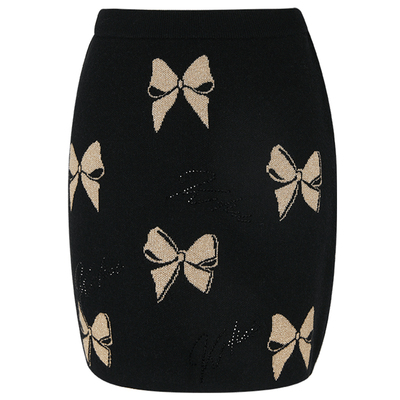 KD女羊毛混纺撞色针织半身裙