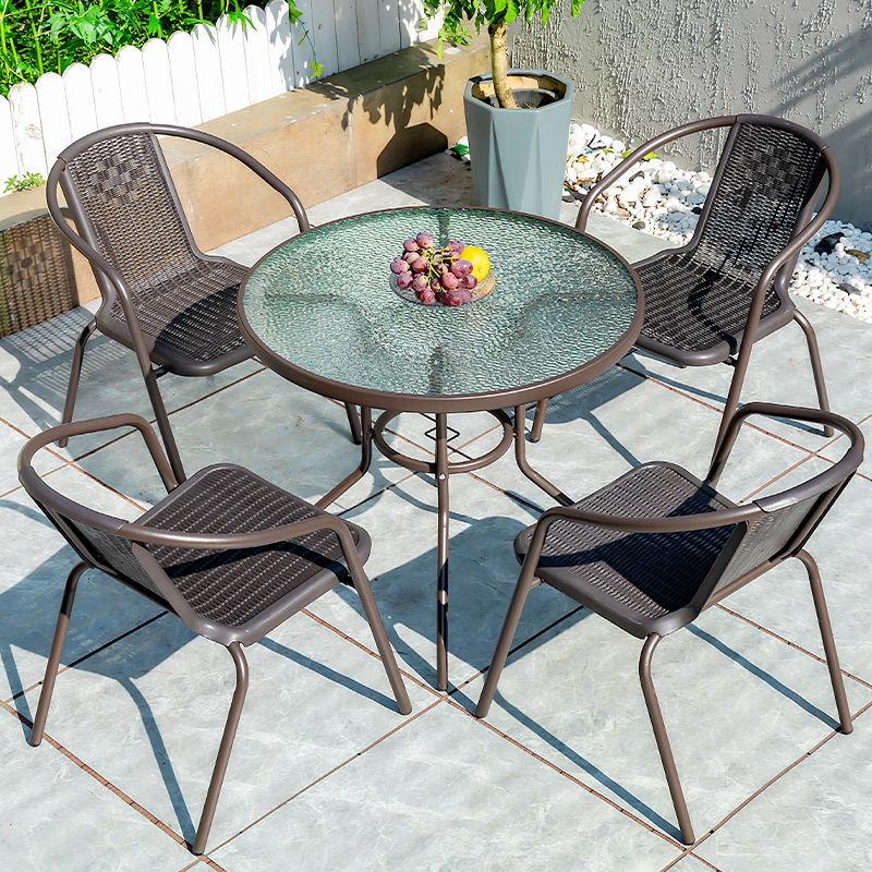 户外桌椅组合庭院休闲 ??茶桌椅套装露天阳台花园铁艺餐桌椅室外
