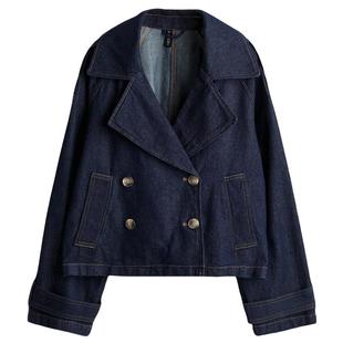 HM女装短外套冬季设计感廓形休闲双排扣大廓形长袖短风衣1250175