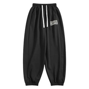 BOYUE帛跃刺绣运动卫裤宽松休闲网红港风日系cityboy男春秋季新款
