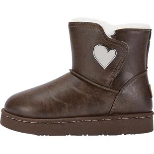 回力雪地靴女款2025新款冬季雪地棉皮面防水保暖鞋加绒加厚棉鞋女