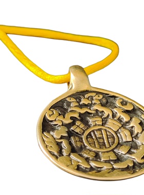 藏传回流九宫八卦牌猪鼻子包包挂件白利玛铜手工复古生肖腰牌配饰