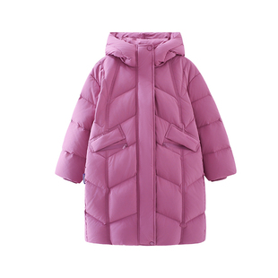 半度闲女童冬装长款羽绒服洋气新款儿童冬季加厚90白鸭绒连帽外套