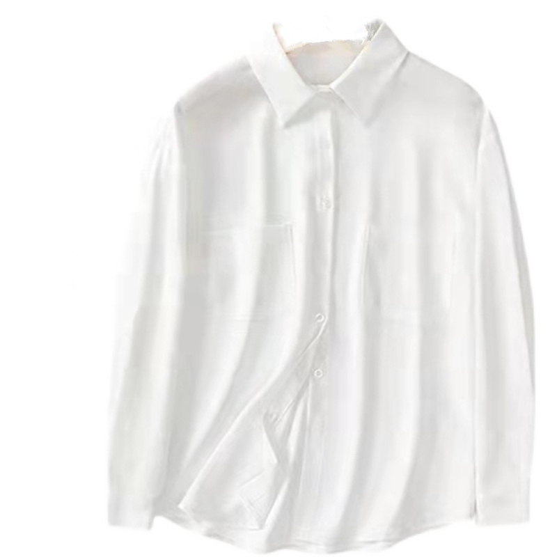 蓝色衬衫女设计感小众2025春季长袖职业正装宽松上衣女士衬衣通勤