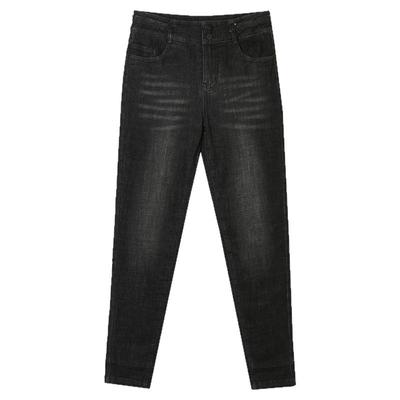 复古长裤加绒修身牛仔裤