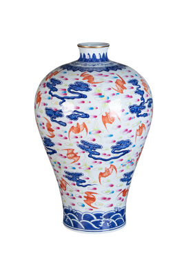 中式陶瓷景德镇客厅手绘描金梅瓶