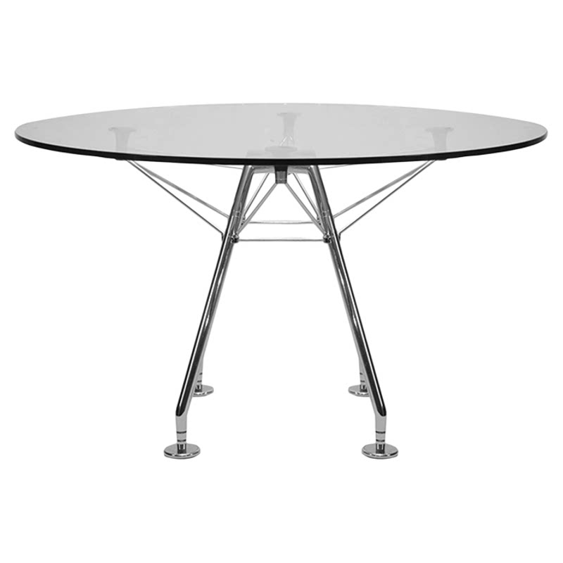 Nomos Table设计师不锈钢圆桌现代简约轻奢家用透明钢化玻璃桌子