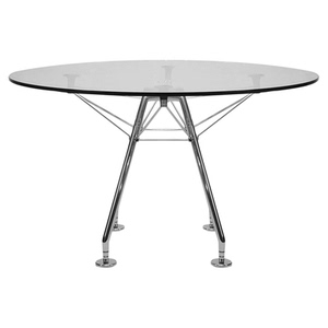 Nomos Table设计师不锈钢圆桌现代简约轻奢家用透明钢化玻璃桌子