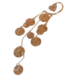 褶皱圆圈亮片流苏耳挂个性夸张重金属风无耳洞耳夹时尚通勤耳饰女