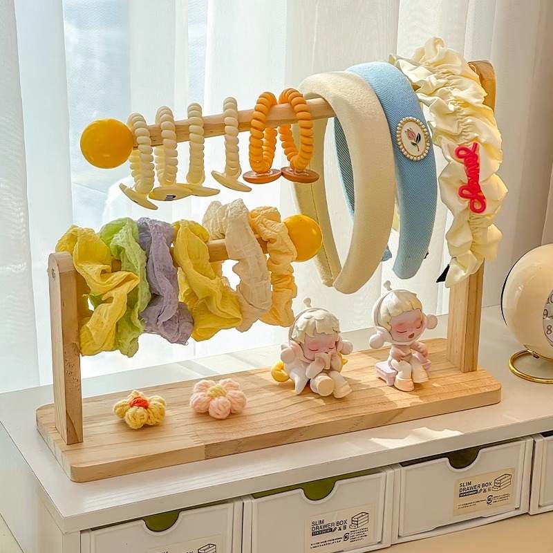 发饰收纳神器发箍整理架大容量手串发夹展示架木质儿童头绳发圈架