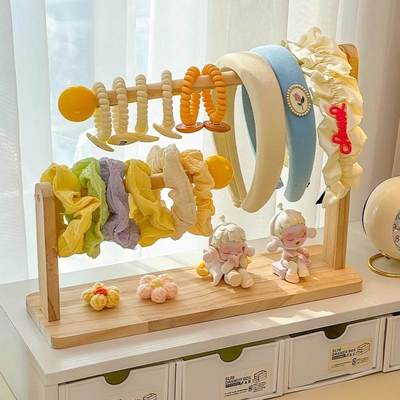 发饰收纳神器发箍整理架大容量手串发夹展示架木质儿童头绳发圈架